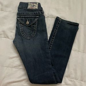 Low Rise Medium Wash Straight Leg True Religion Jeans